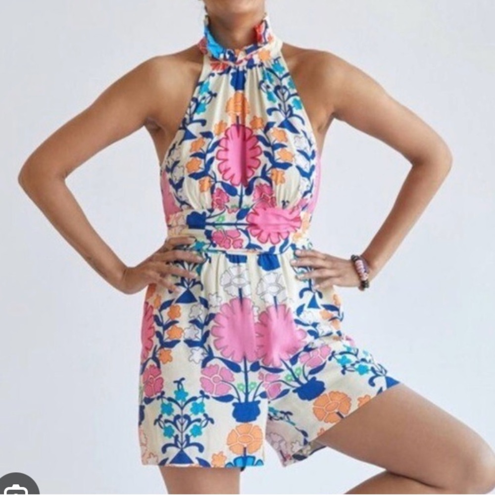 Plenty by Tracy Reese Floral Jumpsuit - Pink, Blue, Cream